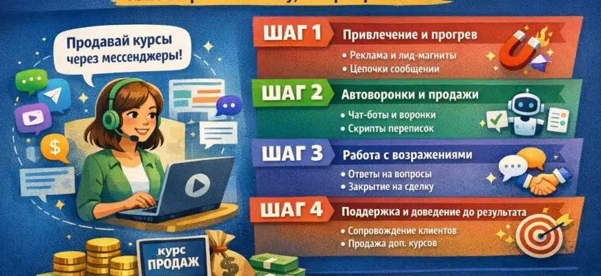 продажи курсов: Telegram, WhatsApp, VK. Показатели открываемости и скорость реакции.